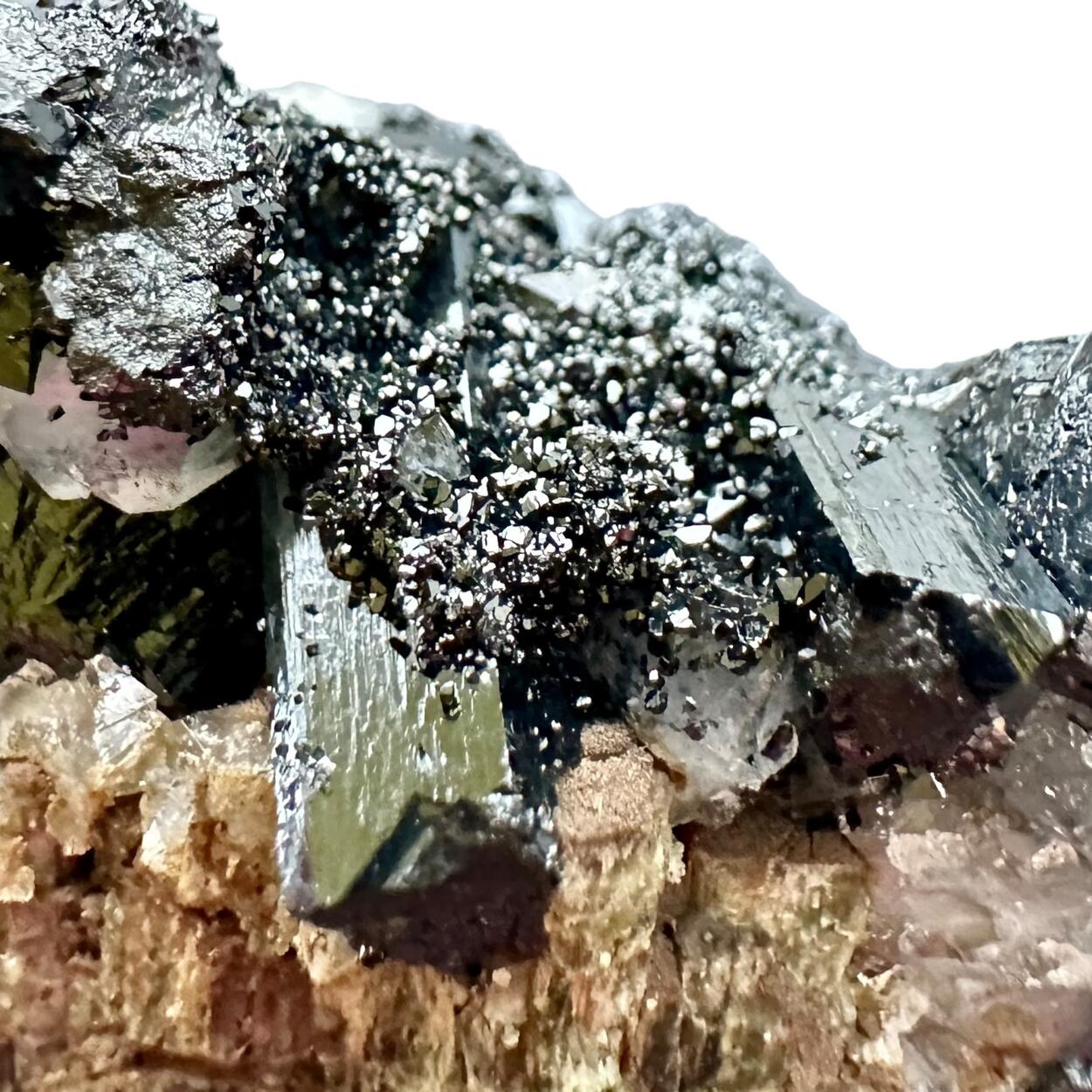 Ilvaite & Quartz On Hedenbergite