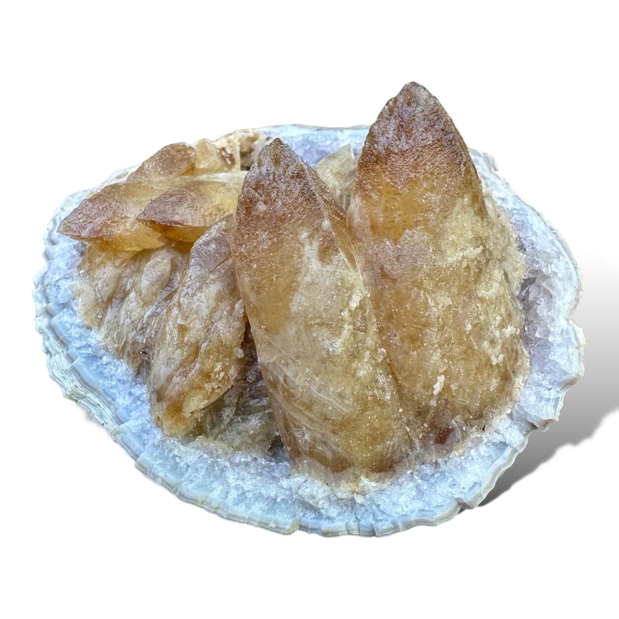 Calcite On Amethyst With Chalcedony