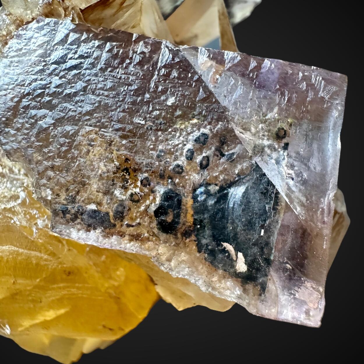 Fluorite & Calcite With Bitumen Inclusions