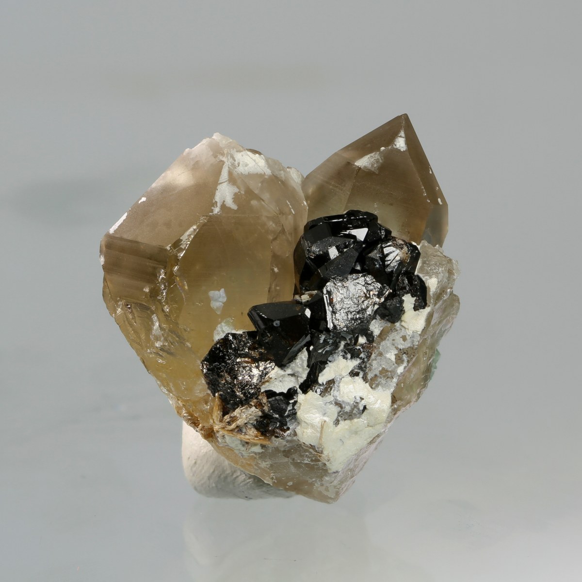 Cassiterite On Smoky Quartz