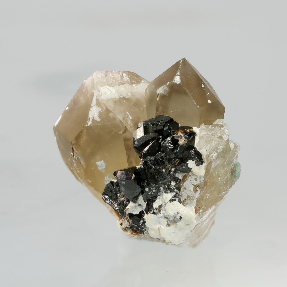 Cassiterite On Smoky Quartz