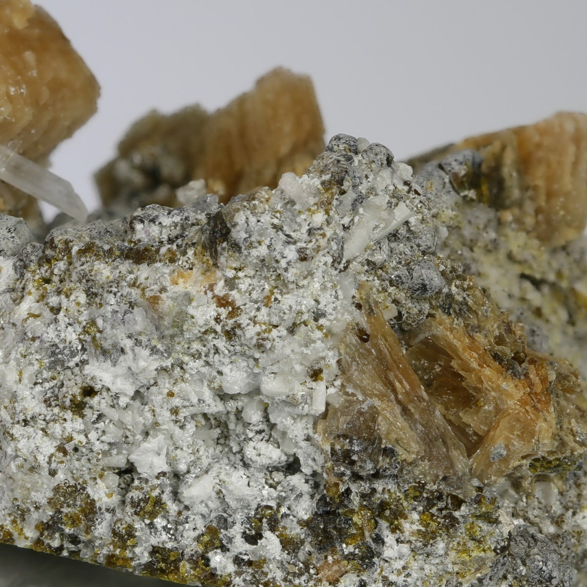 Roweite With Olshanskyite & Johnbaumite On Andradite