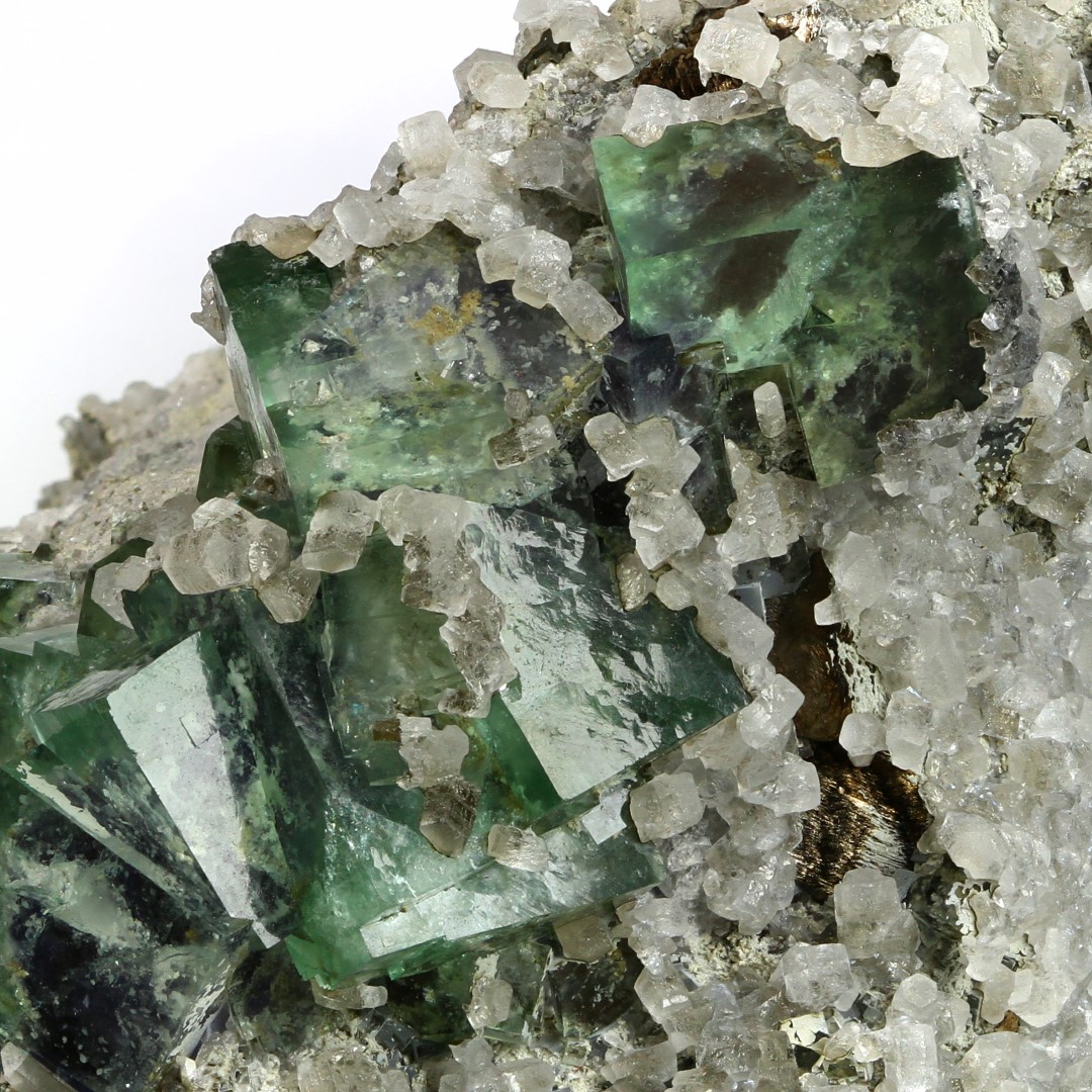 Calcite On Fluorite With Pyrrhotite