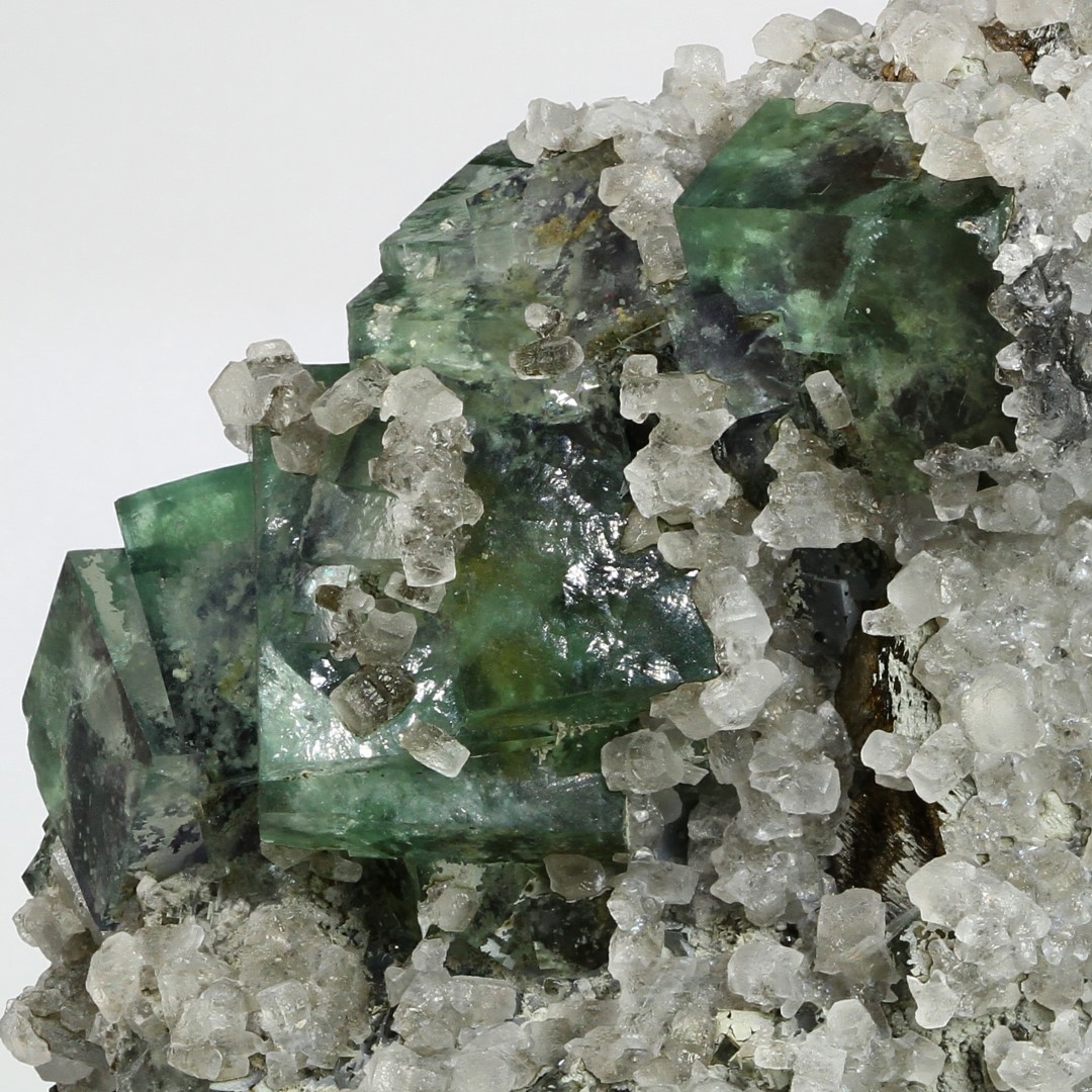 Calcite On Fluorite With Pyrrhotite