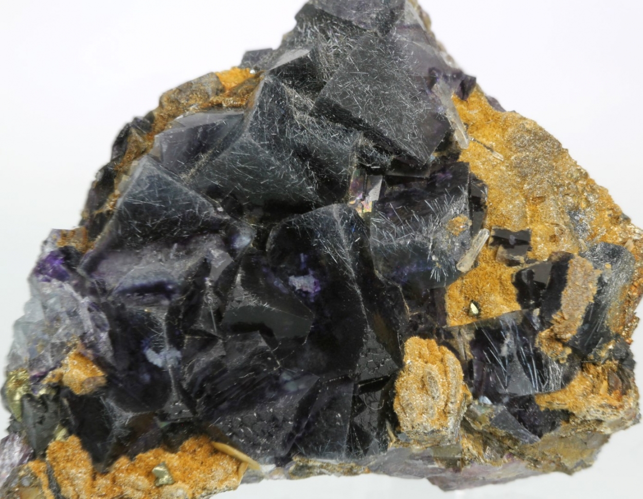 Boulangerite In Fluorite With Siderite