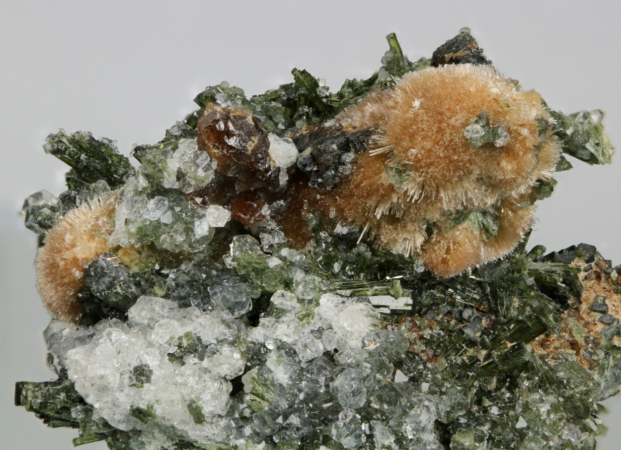 Bultfonteinite & Apophyllite On Diopside