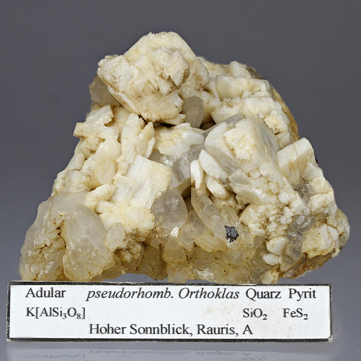 Adularia With Quartz & Pyrite