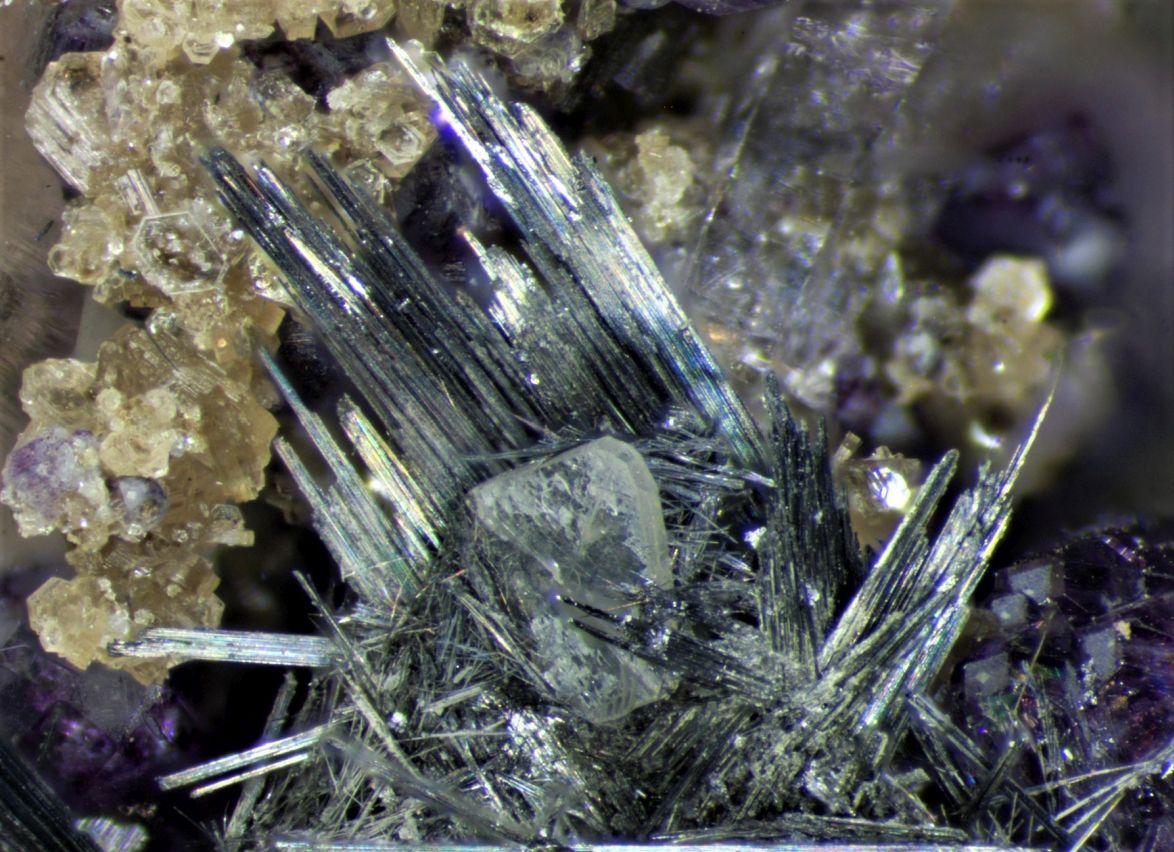 Cosalite & Fluorite On Quartz