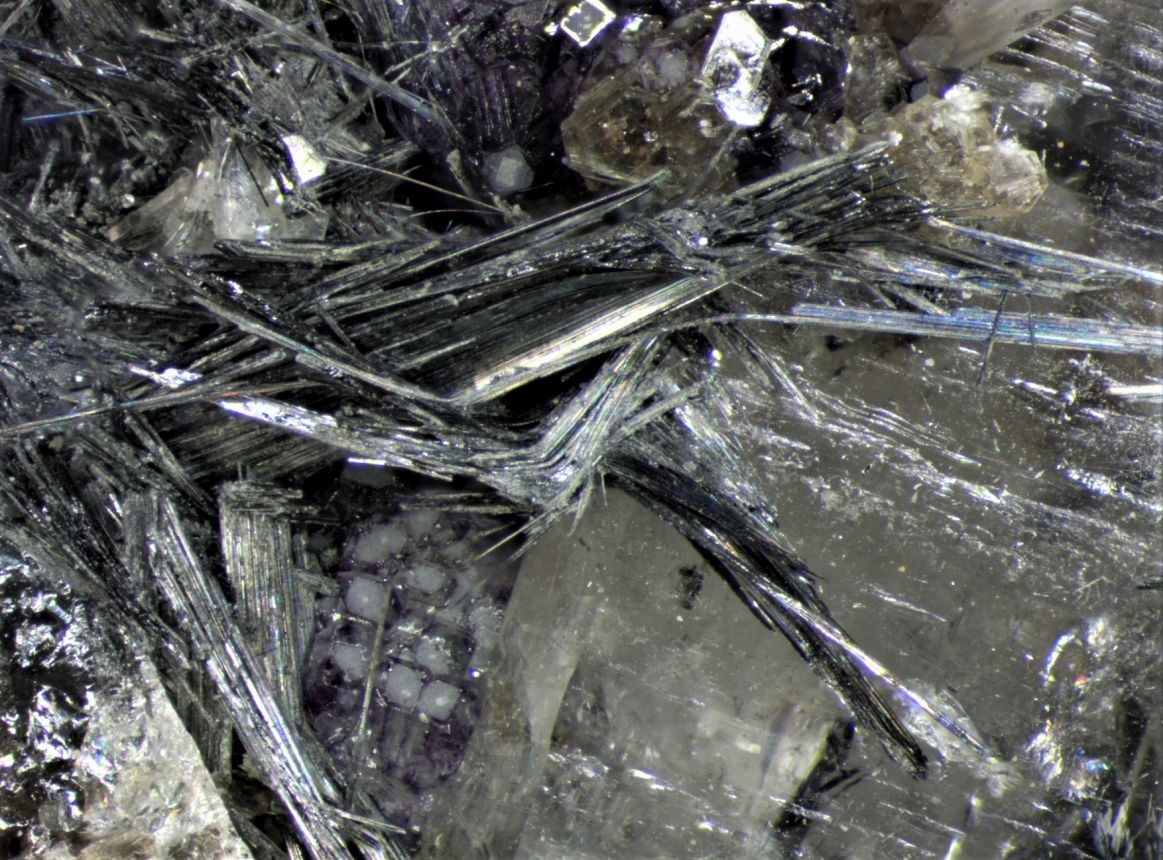 Cosalite & Fluorite On Quartz