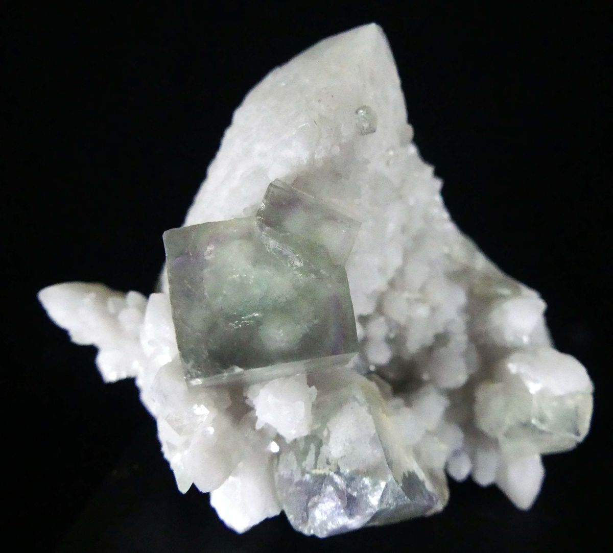 Fluorite On Milky Quartz