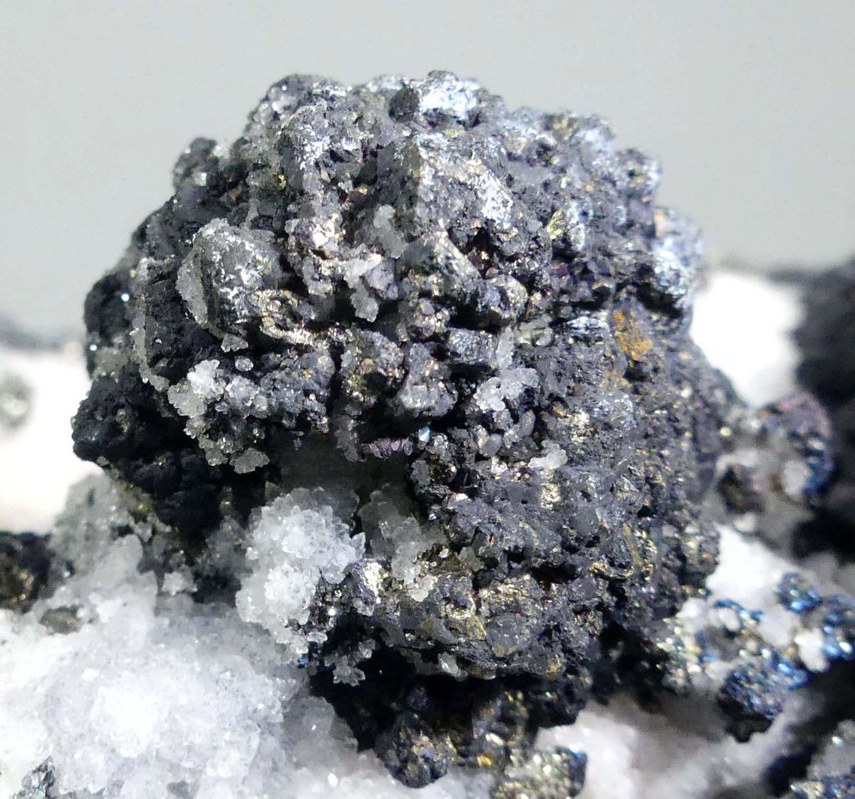 Tenorite Bournonite Chalcopyrite & Sphalerite On Quartz Psm Baryte