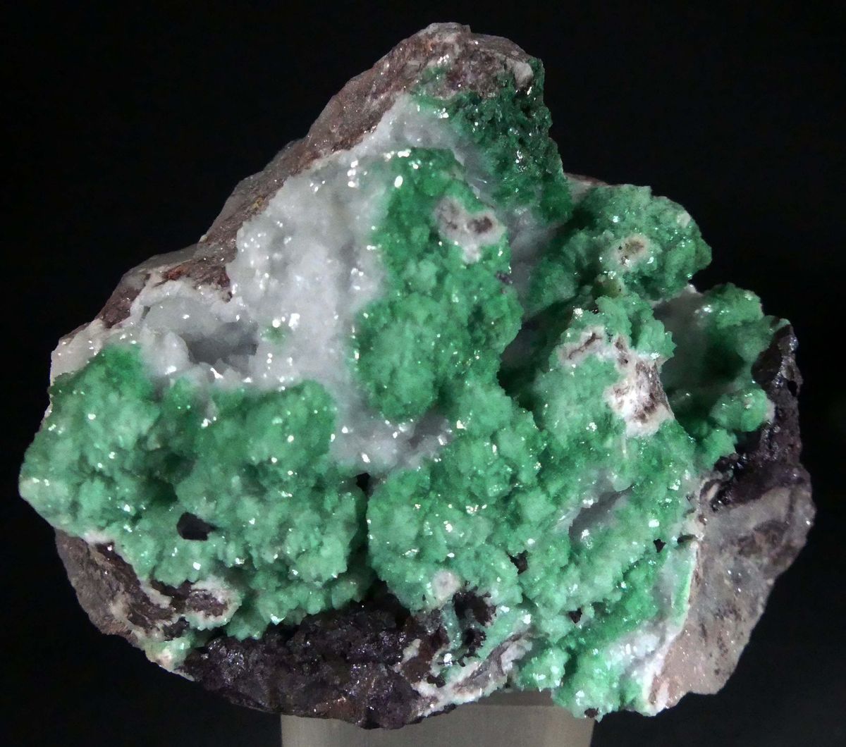 Zincian Dolomite With Cuprite & Malachite