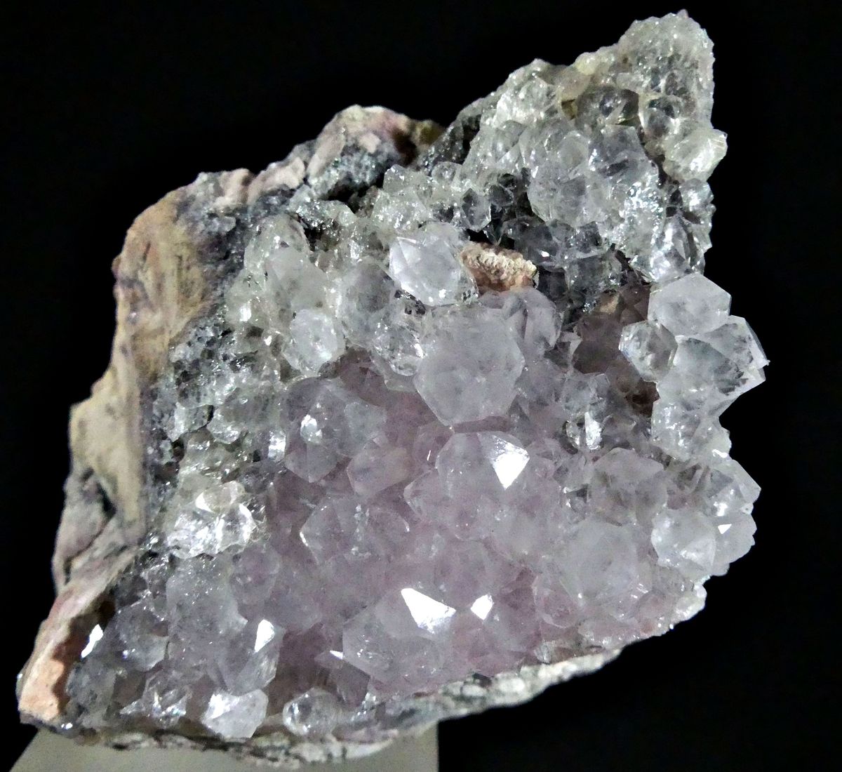 Quartz On Rhodochrosite