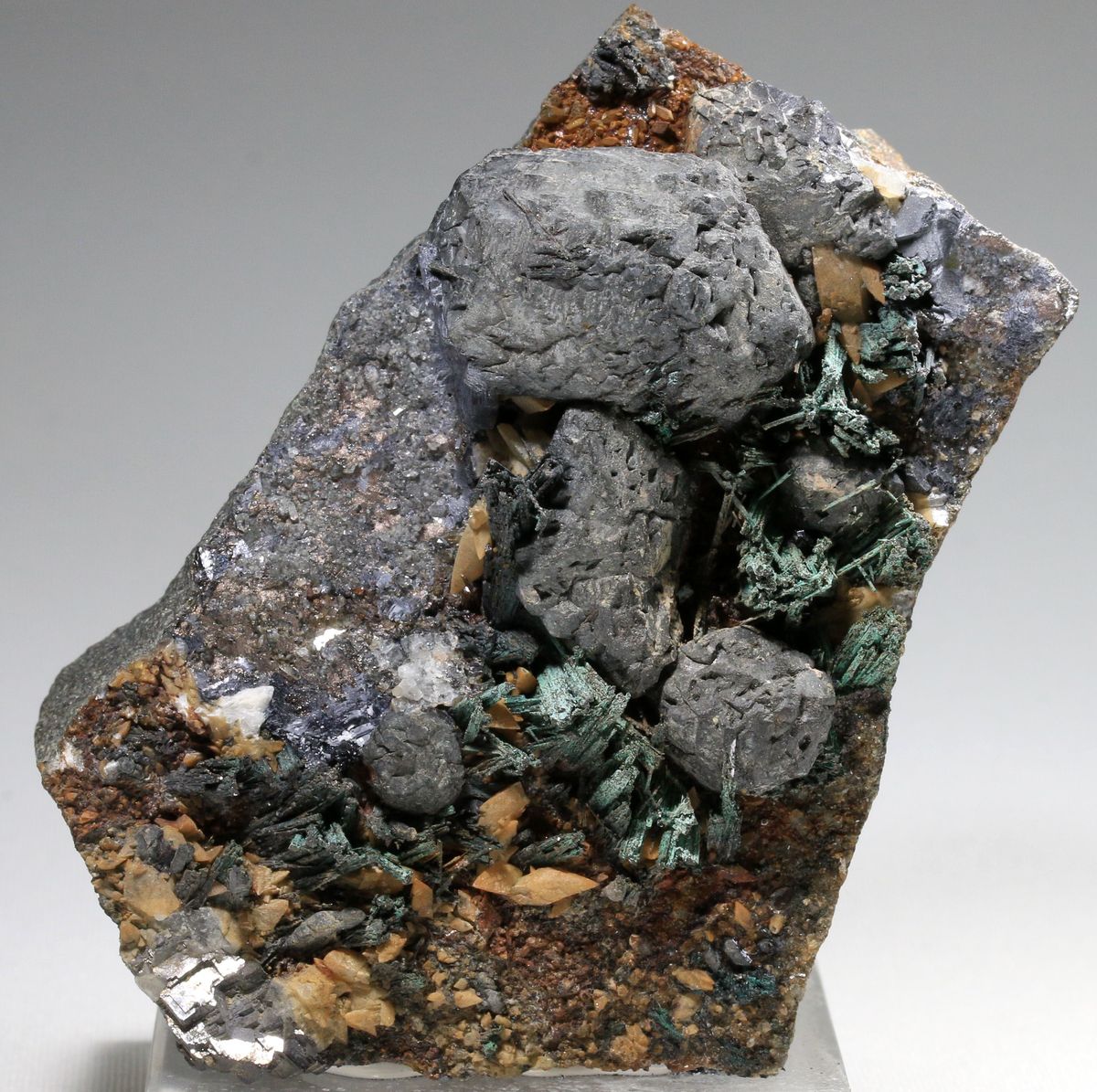 Gerhardtite On Betekhtinite With Galena & Calcite