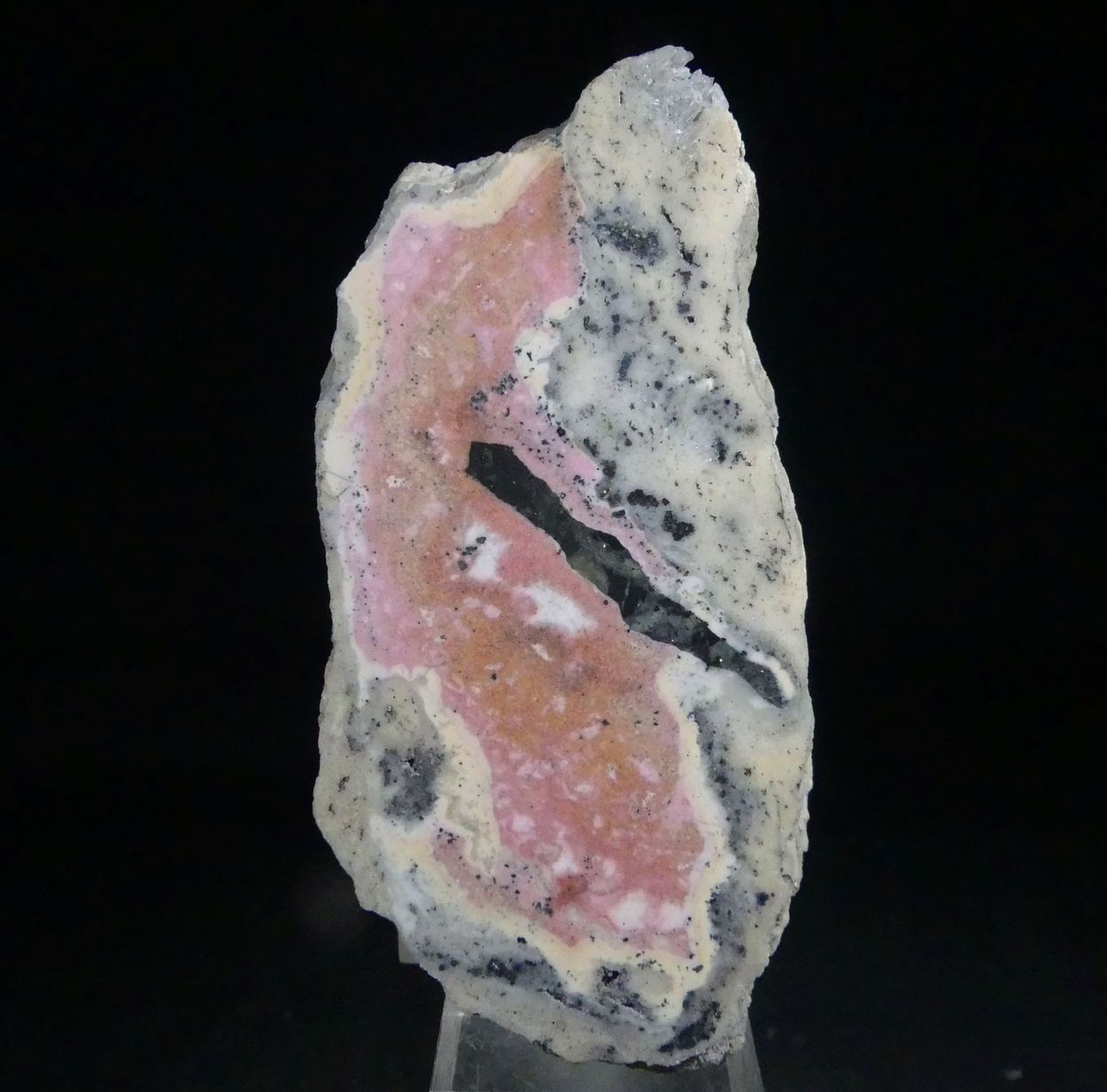 Rhodochrosite With Pyrite Hematite & Psilomelane