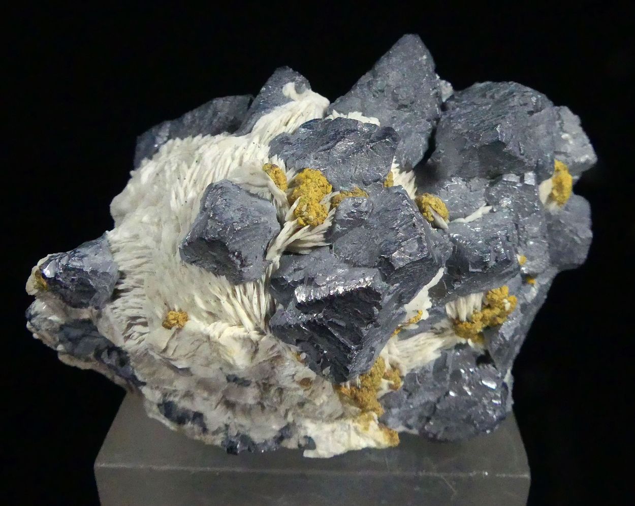 Galena On Baryte With Sphalerite