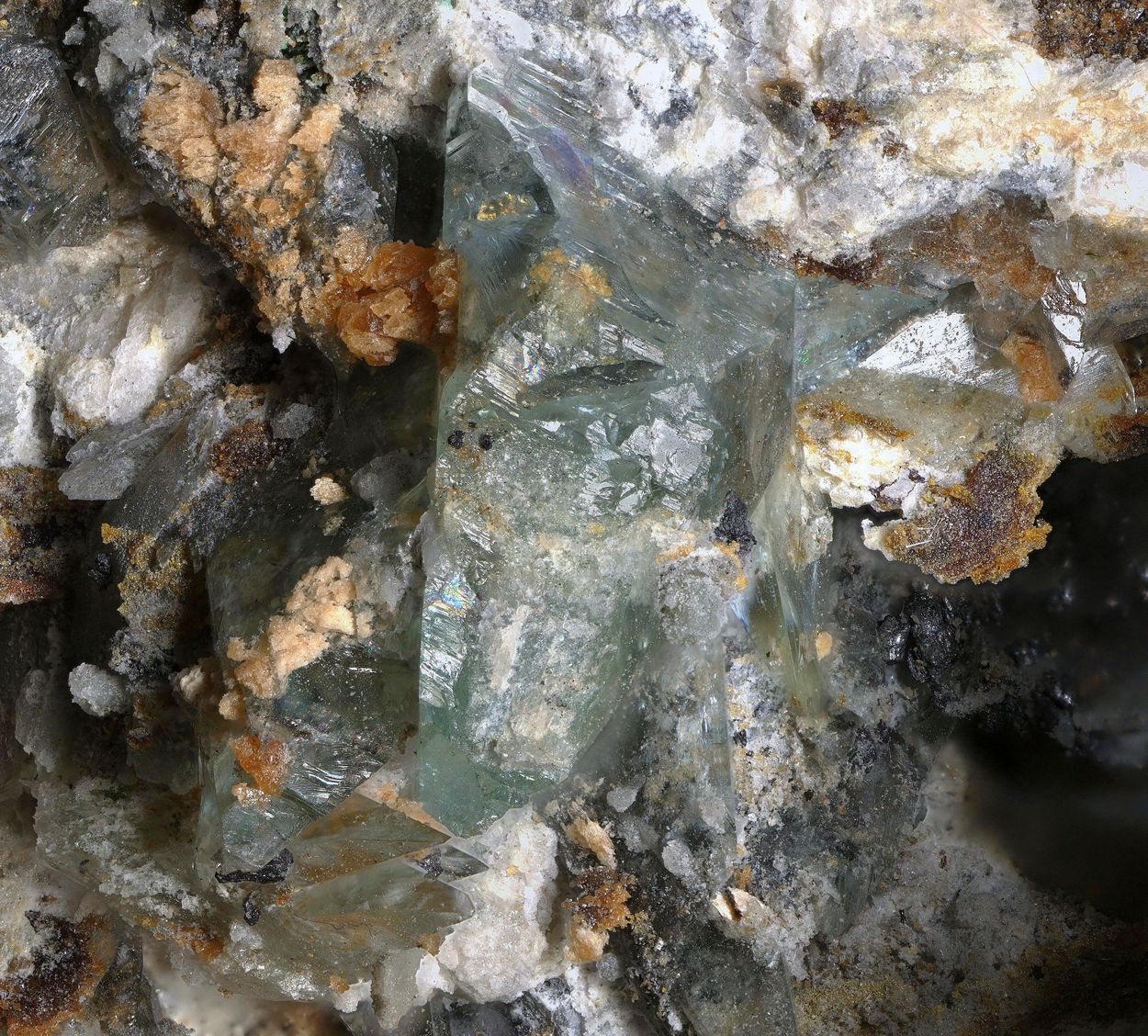 Phosphophyllite With Schoonerite & Columbite-(Fe)