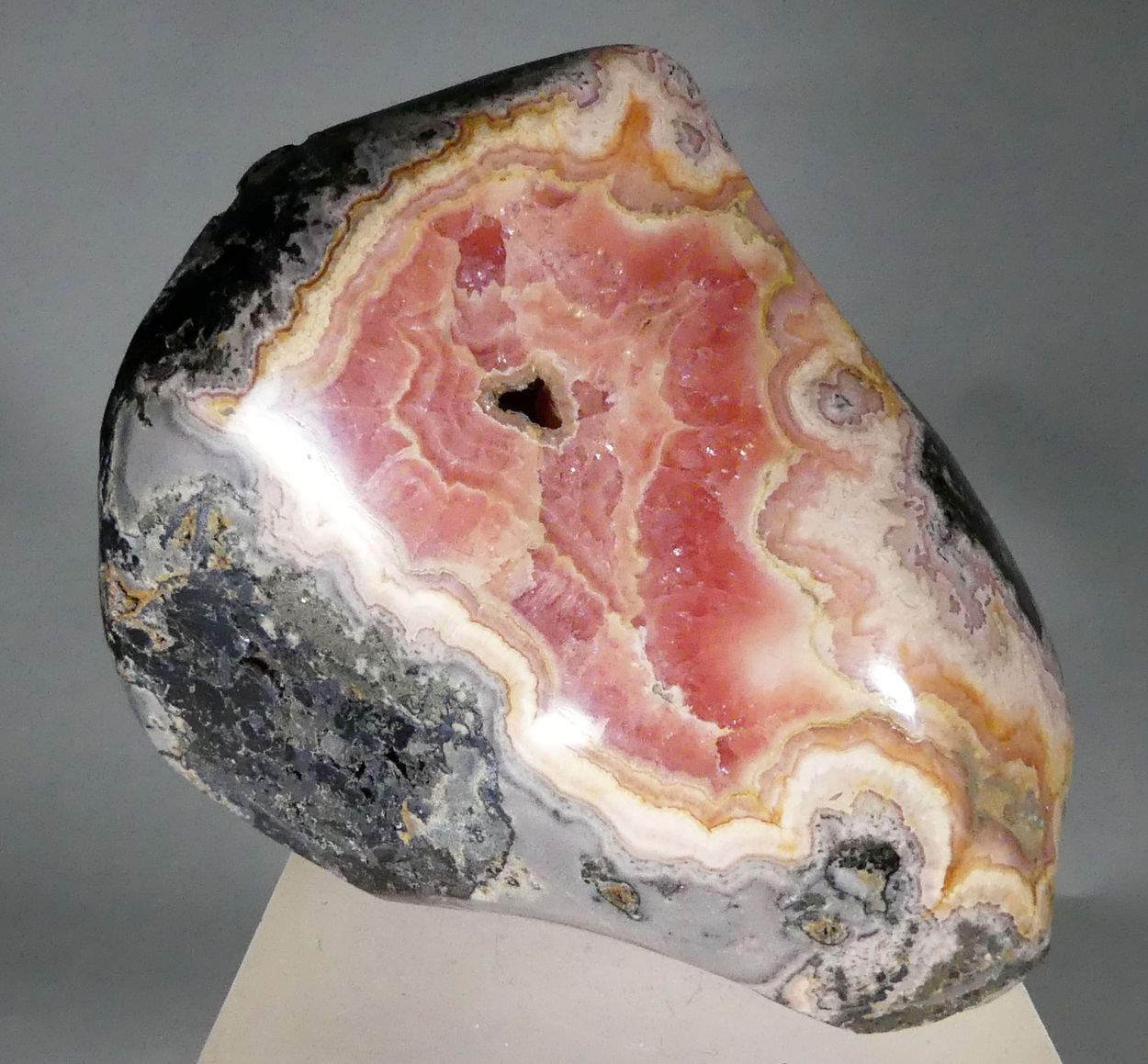 Rhodochrosite With Capillitite Hematite & Pyrite