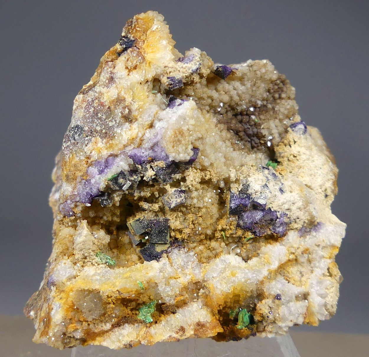 Torbernite & Fluorite On Quartz