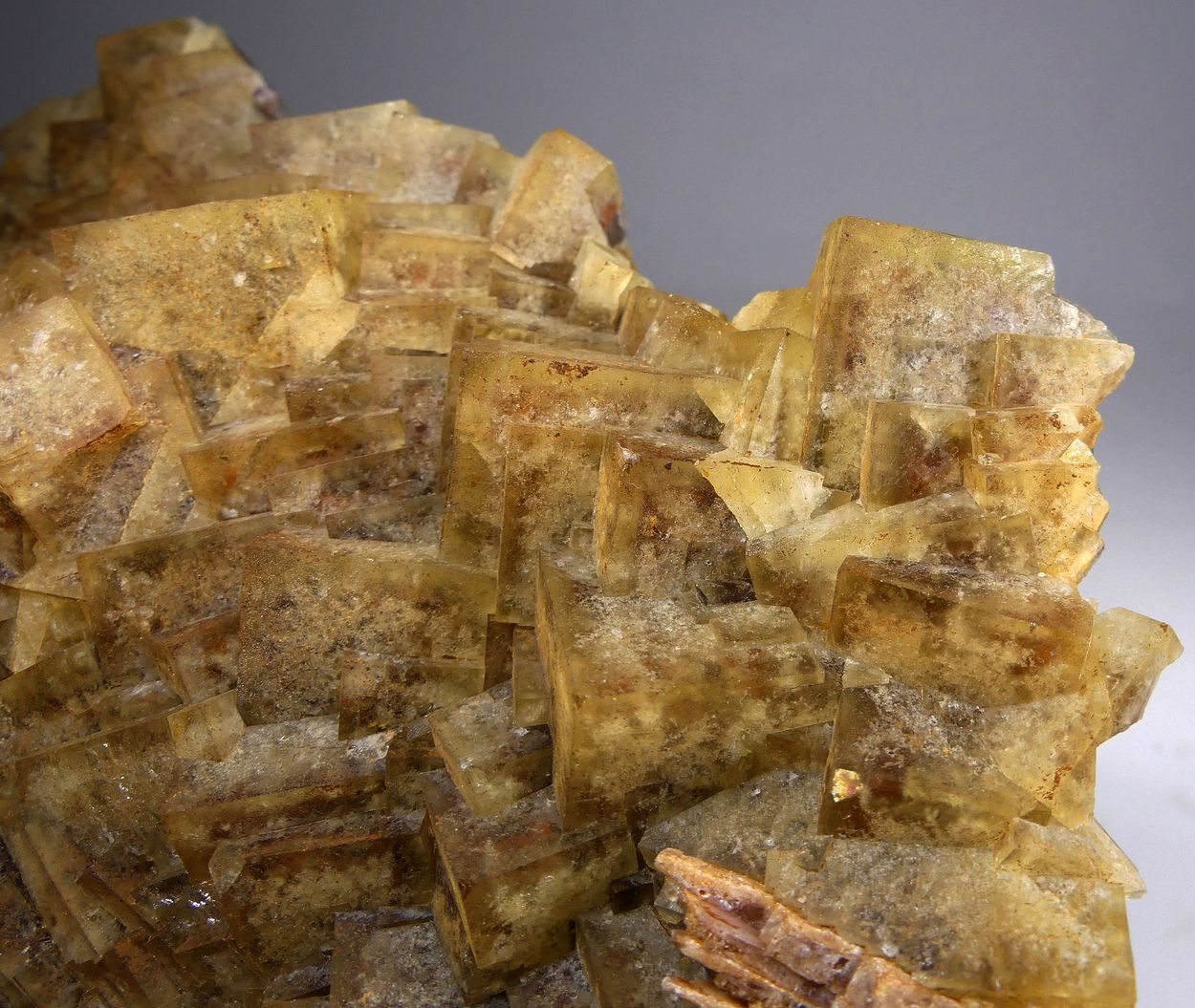 Fluorite With Cinnabar & Goethite Inclusions & Baryte