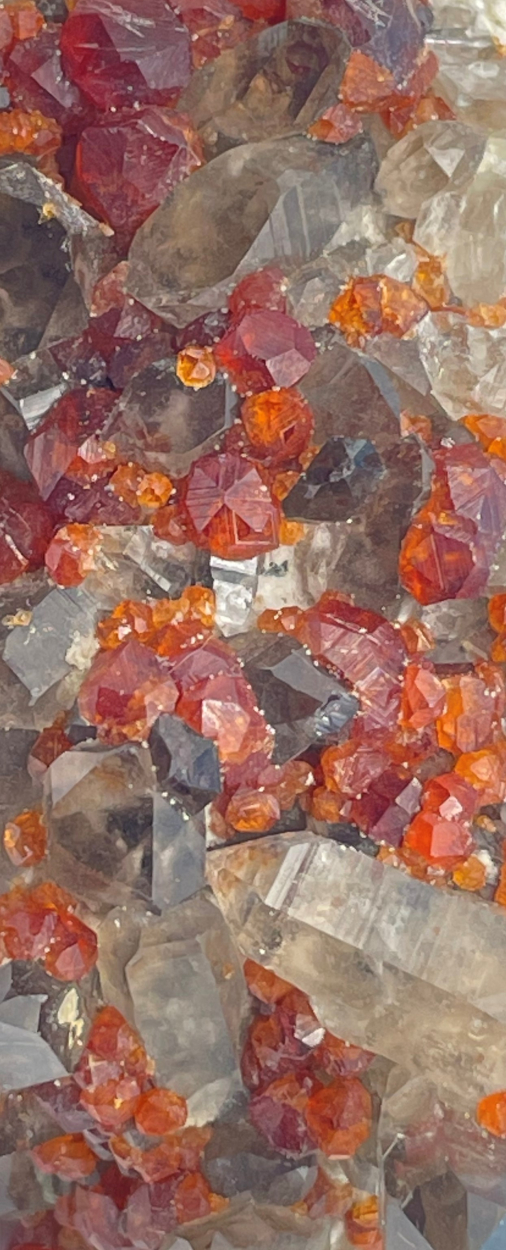 Spessartine On Smoky Quartz