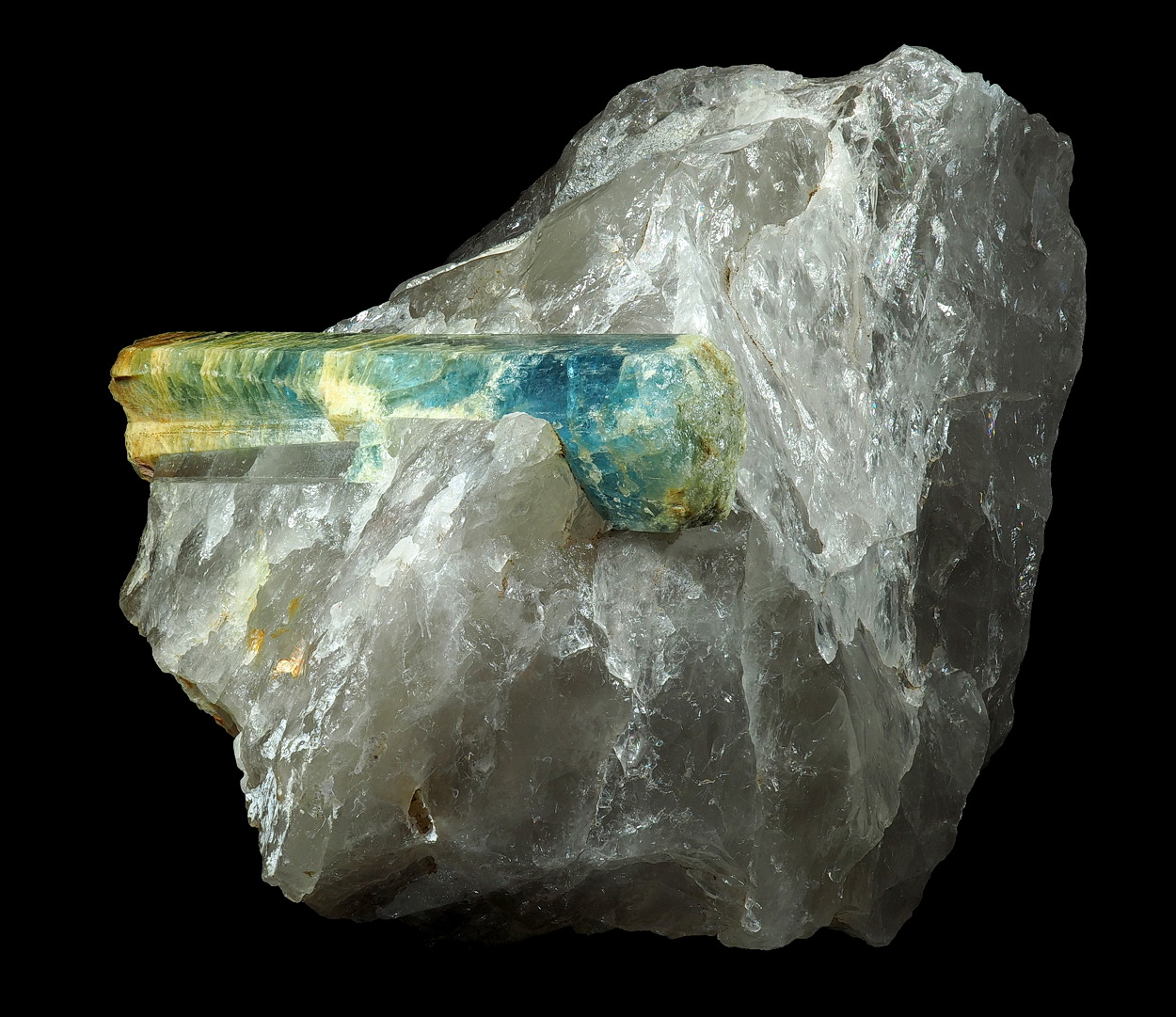 Aquamarine In Smoky Quartz