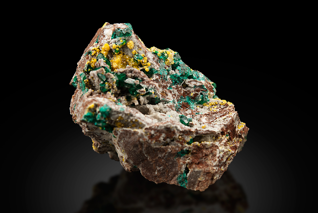 Dioptase With Mimetite On Dolomite