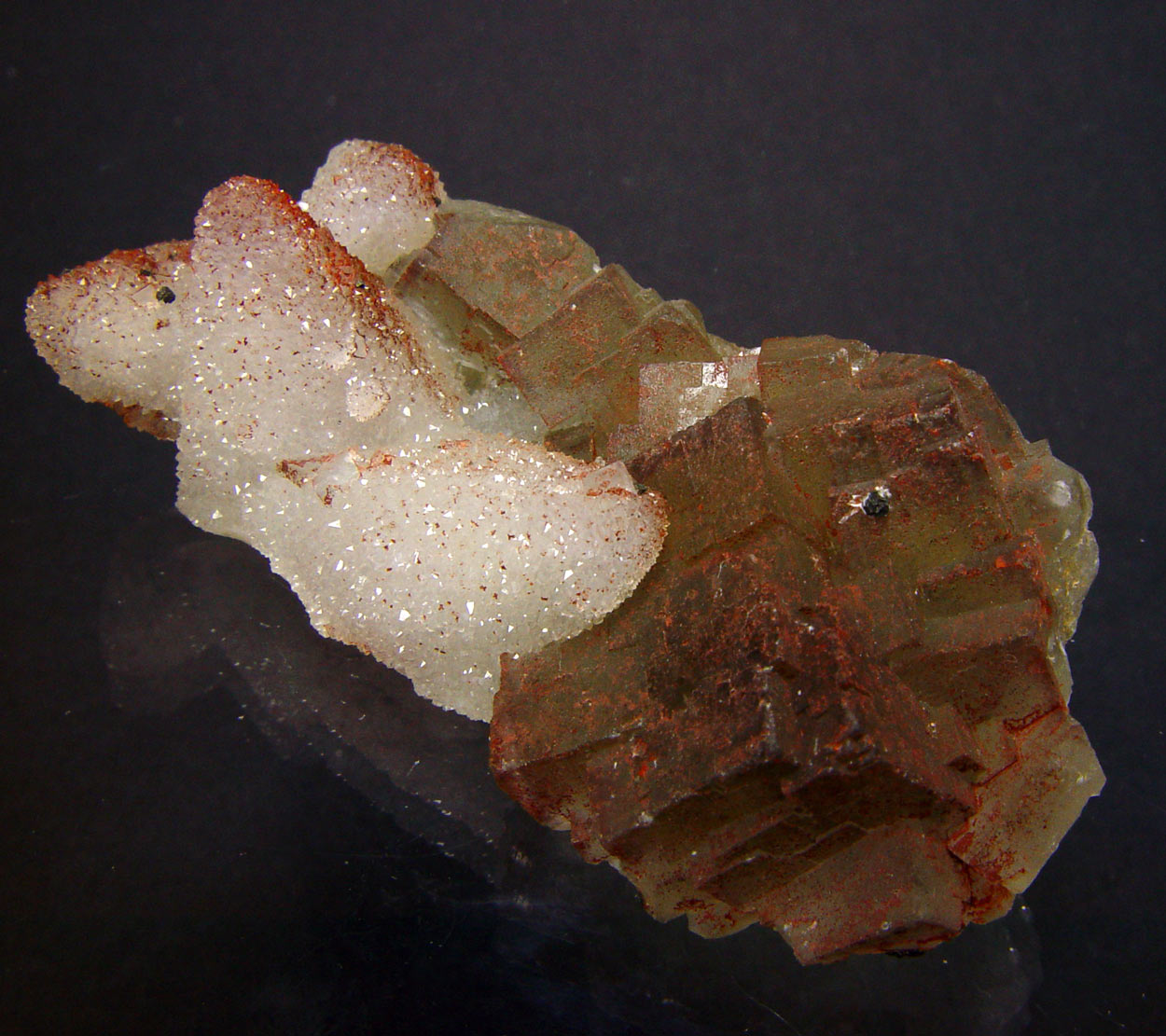 Quartz Psm Calcite On Fluorite
