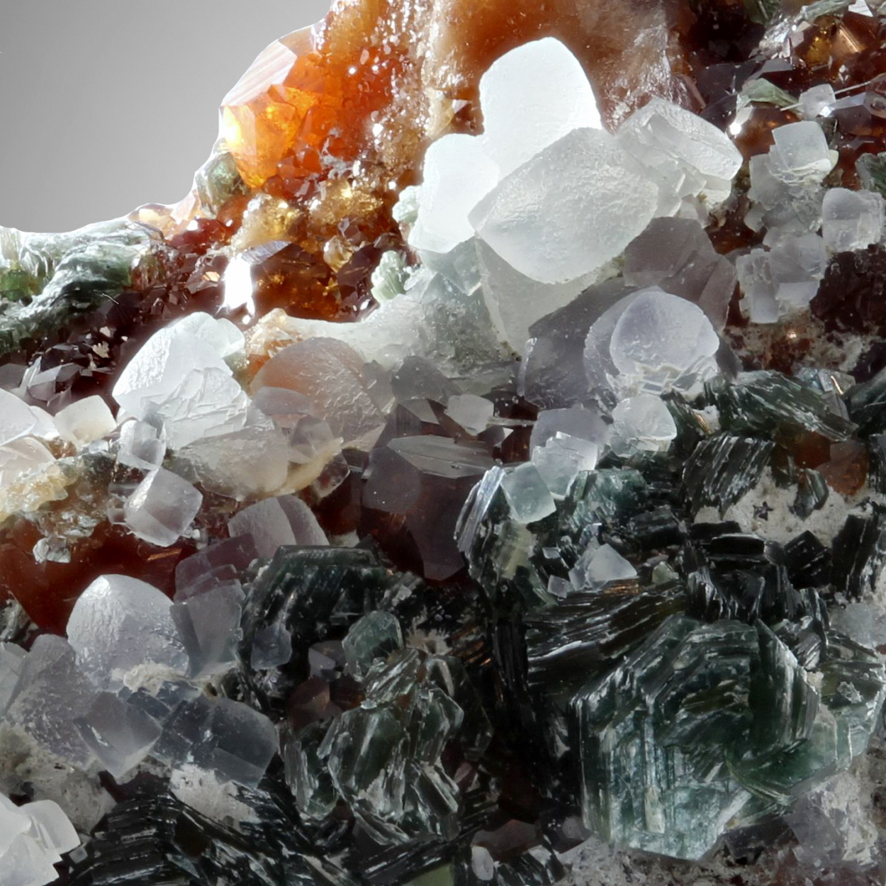 Hessonite With Calcite & Diopside