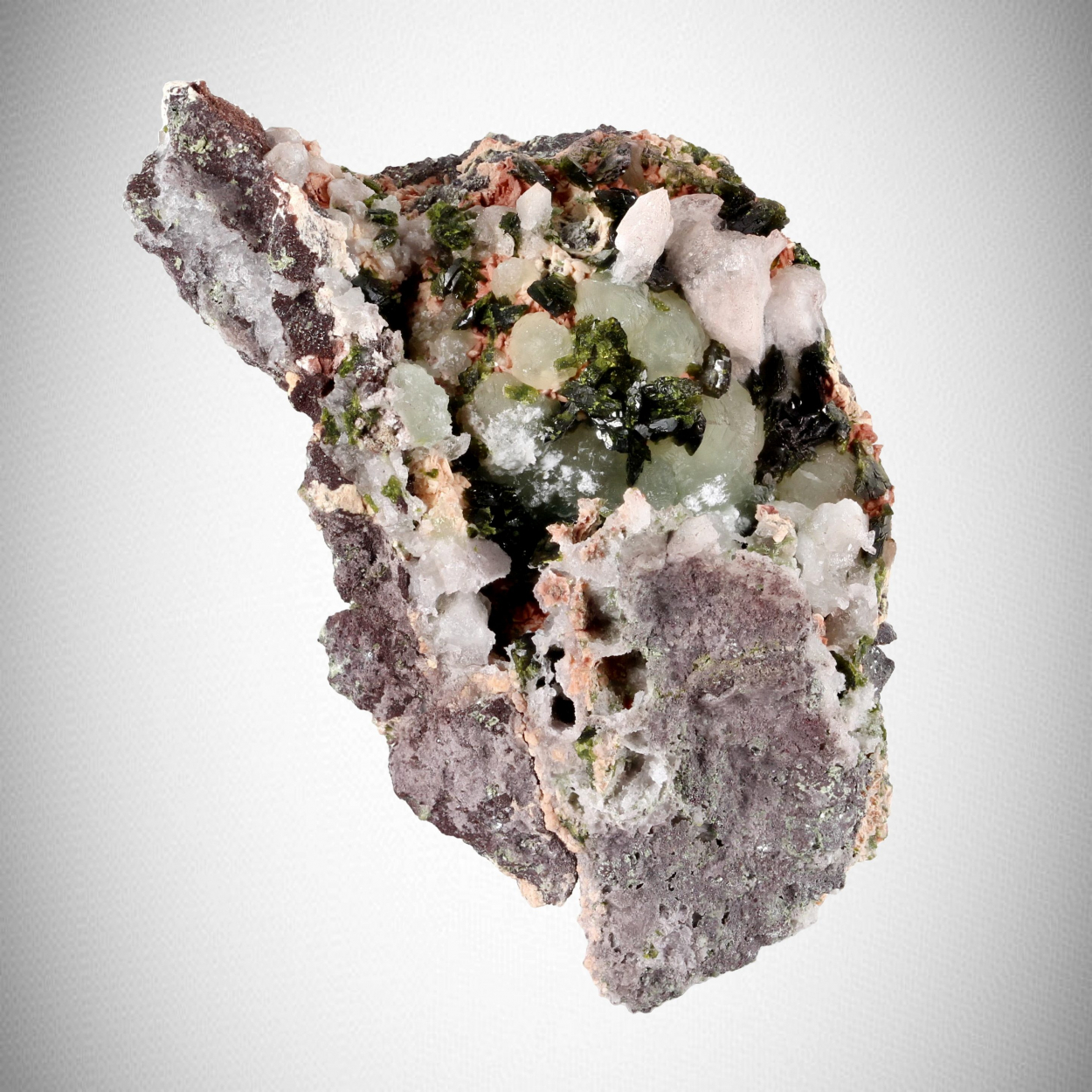 Pumpellyite With Calcite & Native Copper