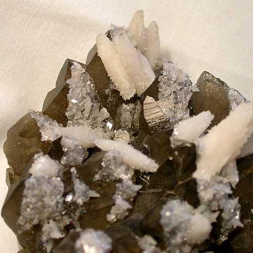 Calcite On Smoky Quartz