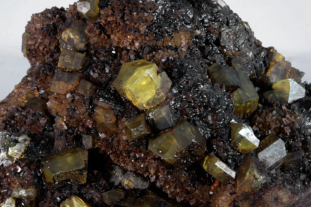 Native Sulphur Aragonite & Bitumen