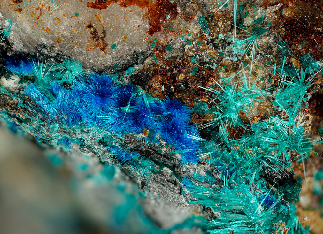 Cyanotrichite Brochantite & Clinoatacamite