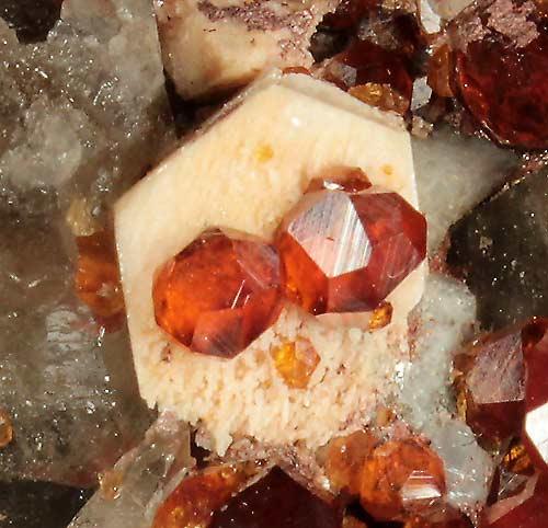 Spessartine Smoky Quartz & Feldspar