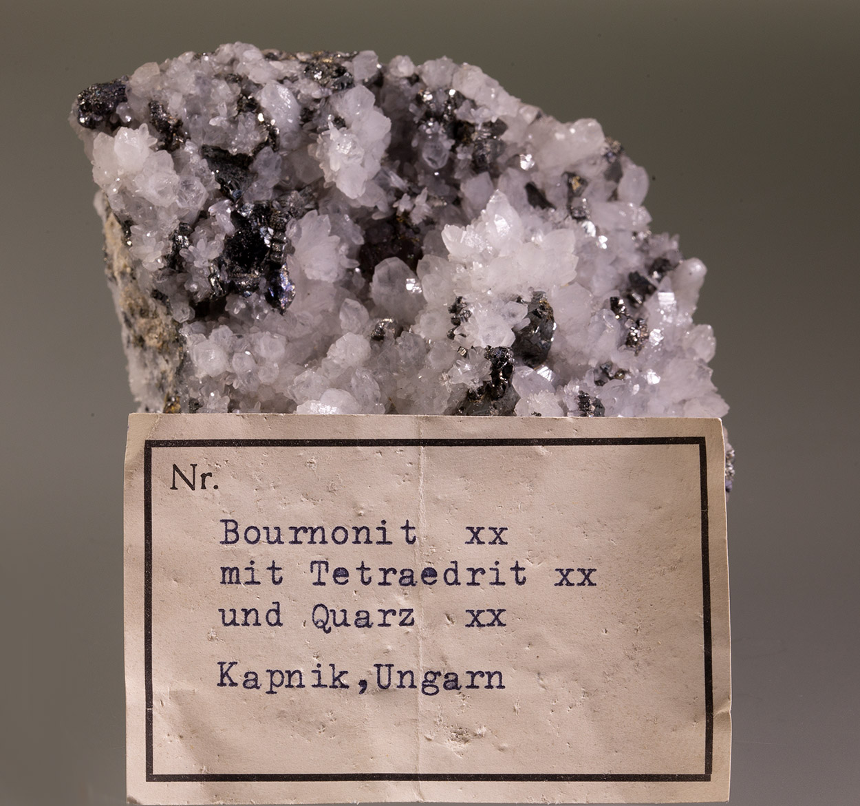 Bournonite Fahlerz Sphalerite & Quartz