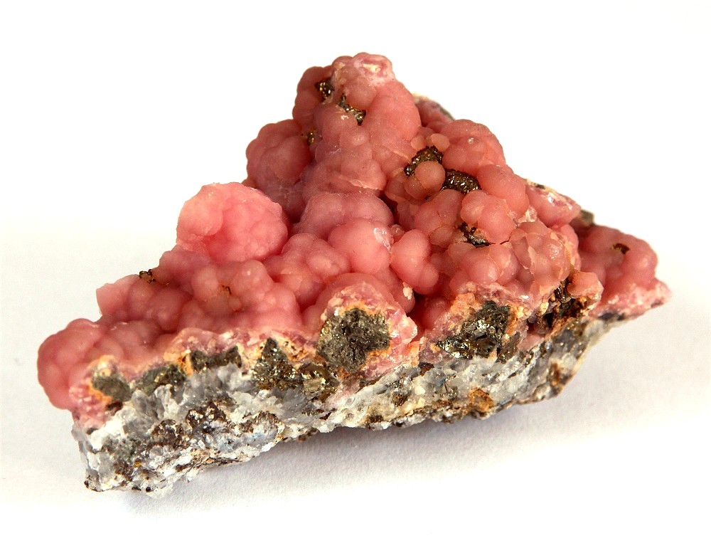 Rhodochrosite With Pyrite & Quartz