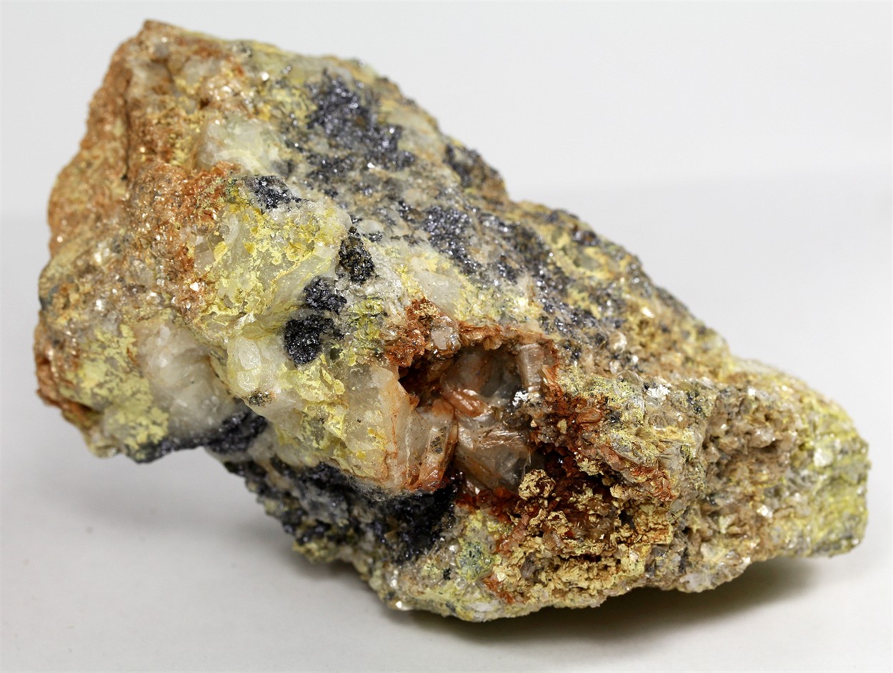 Ferrimolybdite With Molybdenite & Sericite & Quartz