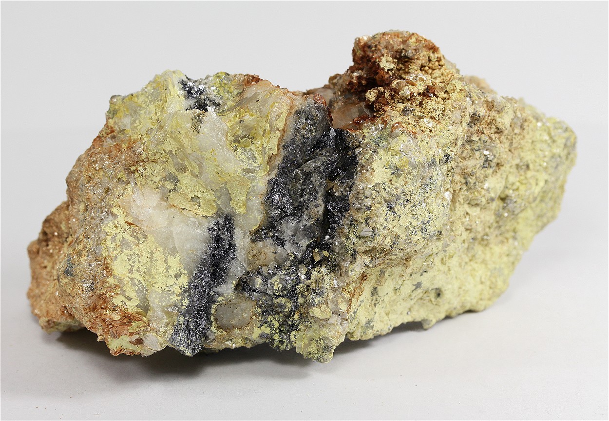 Ferrimolybdite With Molybdenite & Sericite & Quartz