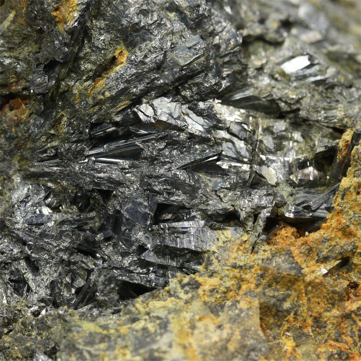 Stibnite With Cervantite & Valentinite