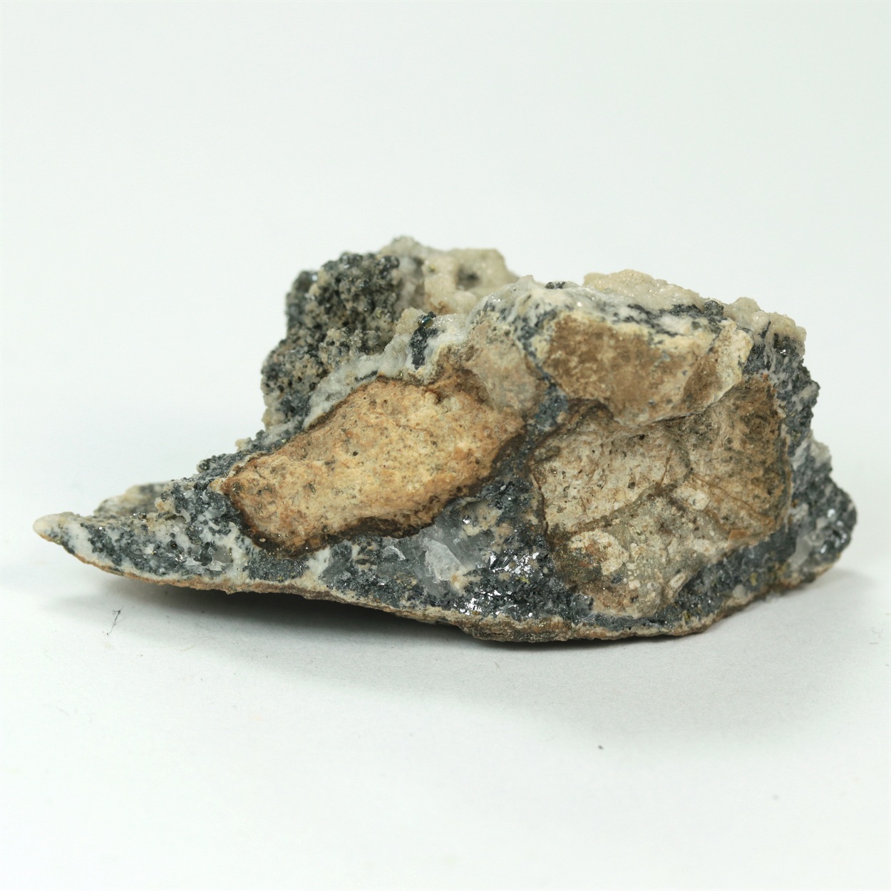 Stephanite With Chalcopyrite & Calcite
