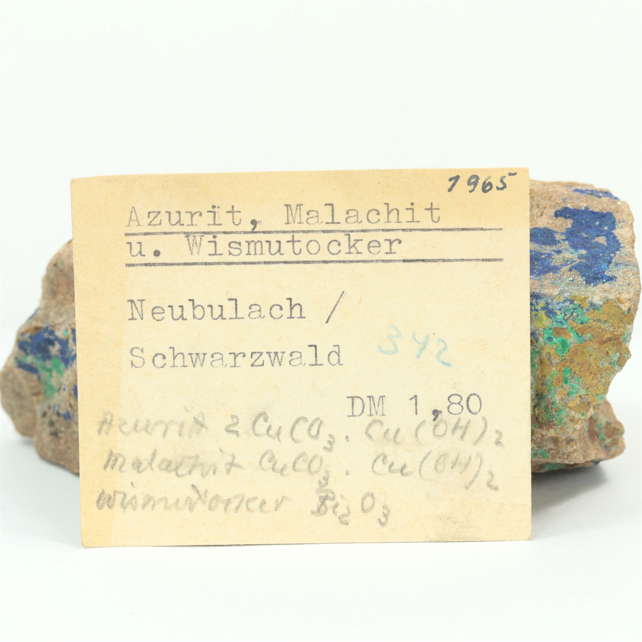 Azurite With Bismuth Ochre & Malachite