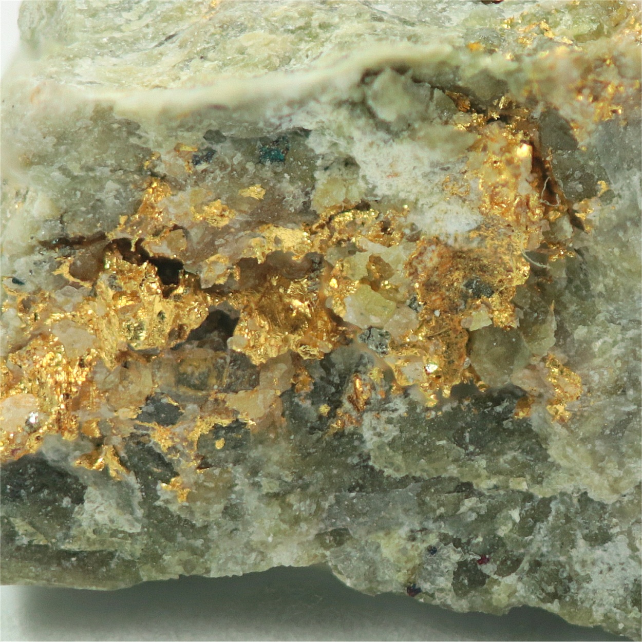Gold With Epidote & Pyrite