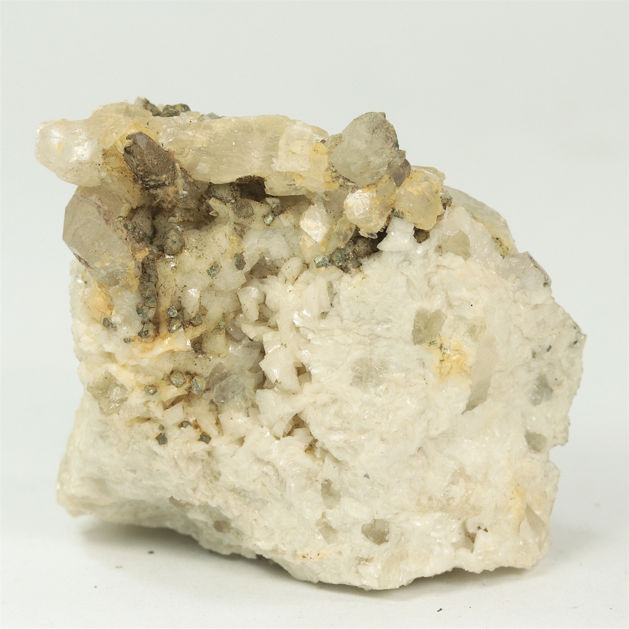 Calcite With Chalcopyrite & Quartz