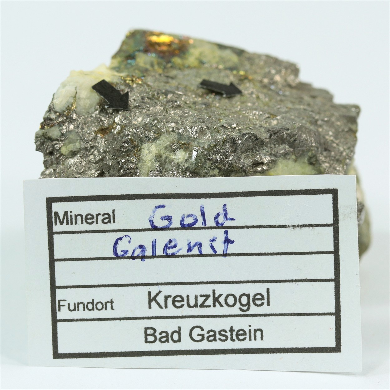 Gold With Galena & Chalcopyrite & Calcite