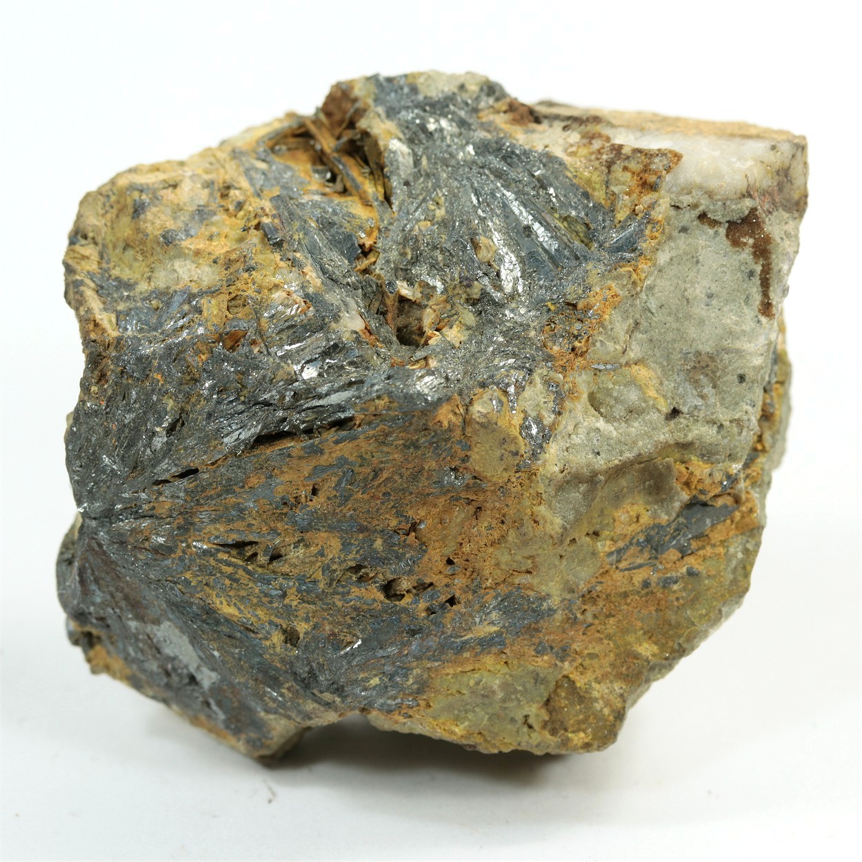 Stibnite With Antimony Ochre