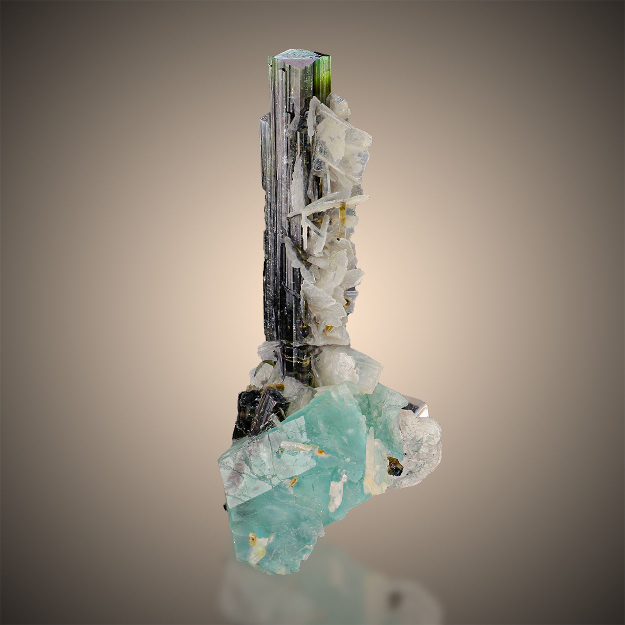 Elbaite On Fluorite