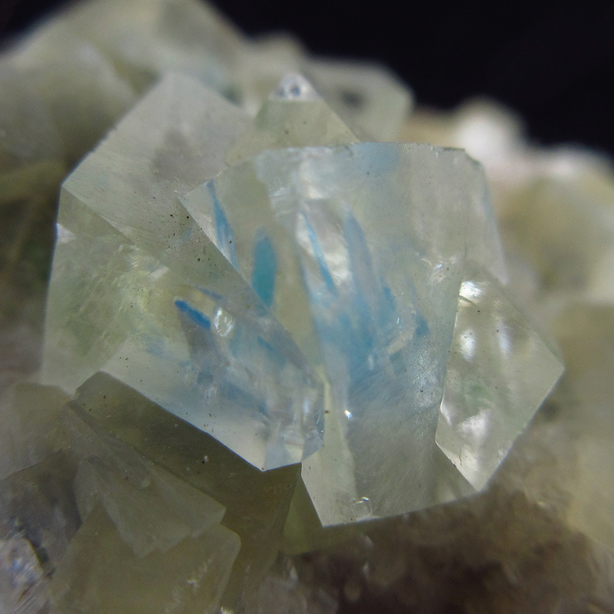 Pentagonite In Calcite On Heulandite