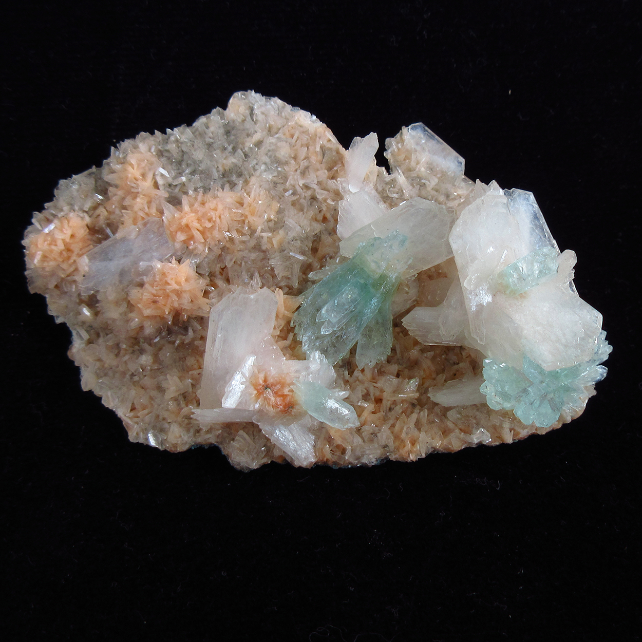 Apophyllite With Stilbite On Heulandite