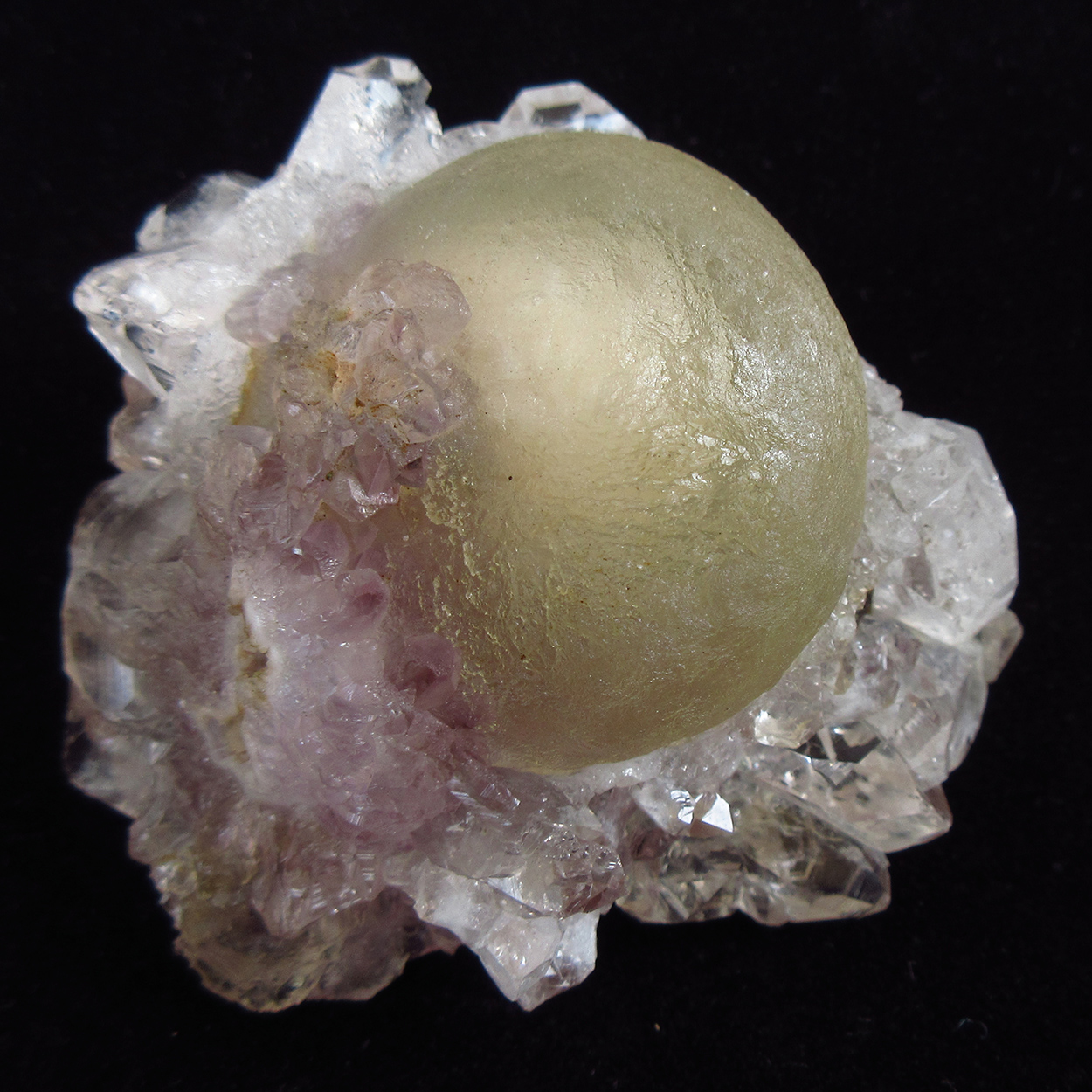 Fluorite On Amethyst & Quartz