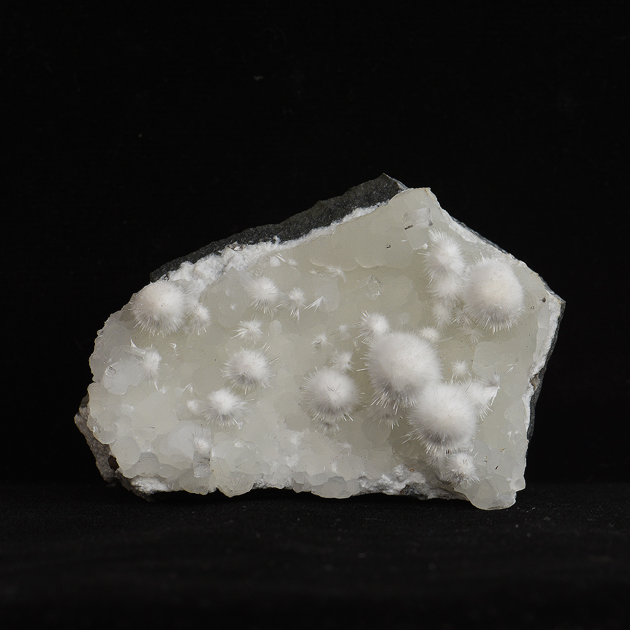 Okenite With Apophyllite On Prehnite